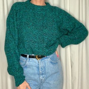 Turquoise & Multi-Coloured Speckled Knitted Crewneck Sweater